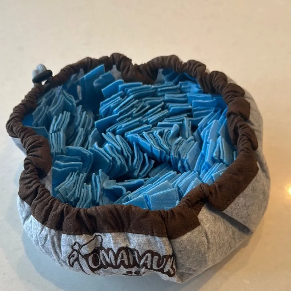 TOMAXX Pet Snuffle Bowl in Blue and Brown